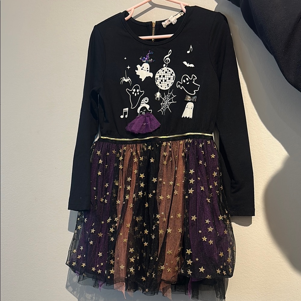 Girls Black and Purple Halloween Ghost Tutu Costume Dress